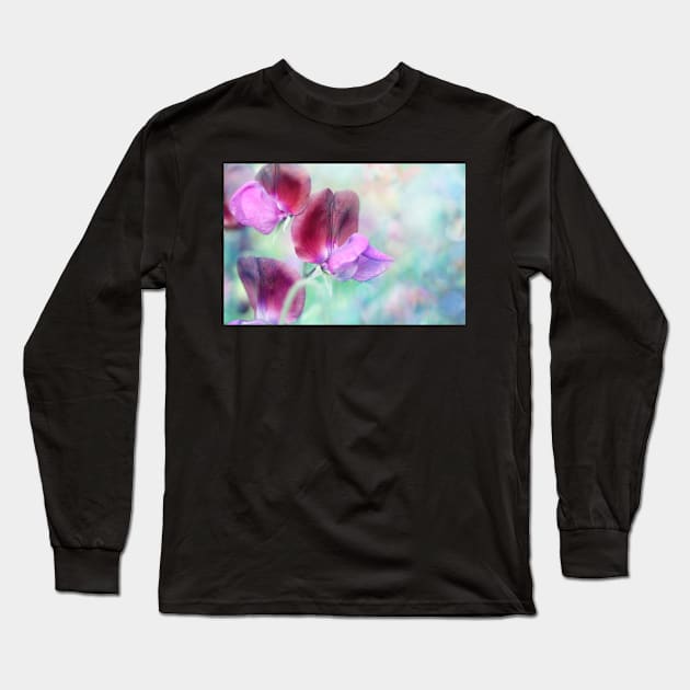 Rainbow Sweet Peas Long Sleeve T-Shirt by SharonJ